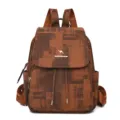 Women's brown casual backpack with washed texture, drawstring flap, and spacious daily use. - Dark Brown