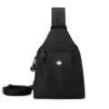 Black casual sling backpack for women and men, stylish daily commute cross body bag. - Black