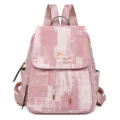 Pink textured women's backpack casual travel daily fashion cute school book bag - Pink