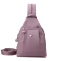 Casual minimalist solid color nylon daily commuting shoulder backpack in stylish purple color - Light Purple