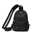 Black mini nylon backpack for women, lightweight multi-pocket casual dual-use crossbody bag. - Black