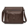 Brown PU Leather Crossbody Bag with Tassel Stylish Women Shoulder Bag Casual Square Handbag - Coffee