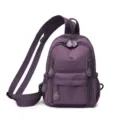 Purple mini nylon backpack for women, lightweight multi-pocket casual dual-use crossbody bag. - Purple