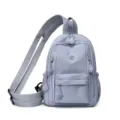 Small mini nylon backpack for women, waterproof multi-pocket casual convertible sling bag. - Blue