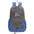 Color-block backpack in grey and blue variant, lightweight casual student school bag. - Deep Sea Blue Gray