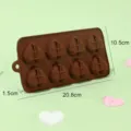 DIY Silikon Herzform 8-Hohlig Diamant Liebe Schokolade Mousse Backen Kuchenform Werkzeug - YH807 (8 Hohlraum Herz) / Braun