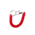 Porte-clés ressort hélicoïdal rouge avec anneau en métal et mousqueton, lanière spirale. - Rouge