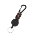 Llavero de paracord táctico retráctil con mosquetón para camping y actividades al aire libre. - Camuflaje verde militar