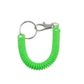 Porte-clés ressort en fil téléphonique en plastique vert avec mousqueton et anneau variante - Vert