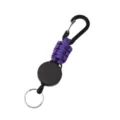 Paracord uittrekbare sleutelhanger met zwarte karabijnhaak, duurzaam outdoor hulpmiddel. - Paars