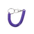 Purple coiled spring keychain with lobster clasp, durable anti-lost cord for daily accessories. - Purple