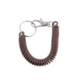 Brown coiled spring keychain with lobster clasp and split ring, durable anti-loss utility cord. - Coffee