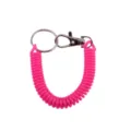 Pink coil spring keychain with metal ring and lobster clasp for anti-lost utility. - Rose Red