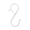 White metal S-shaped safety hook with clasp for hanging kitchen utensils and pots. - 10 Pieces Pack / Painted White