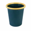 Petite poubelle en plastique bleu foncé avec bord jaune 23x25cm corbeille maison - S / Bleu foncé