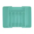 Expandable cutlery tray detail, mint green plastic kitchen drawer silverware organizer. - Turquoise Green