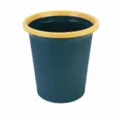 Grande papelera de plástico azul oscuro con anillo de presión amarillo, diseño de rayas, 27.5x30.8cm. - L / Azul marino