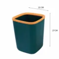 Papelera de plástico azul oscuro de 10L con borde naranja, cubo de basura moderno para casa. - Cuadrado 10L / Azul marino