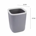 Papelera de plástico gris claro con anillo blanco, capacidad 10L, cubo de basura 21x27cm. - Cuadrado 10L / Gris