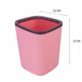 Papelera de plástico rosa claro 10L con borde oscuro para hogar, cocina y baño. - Cuadrado 10L / Rosa