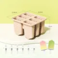 Silikon Eisform 6er Set Waben Eis am Stiel Maker mit Staebchen und schoenem Farbverlauf Design - Morandi-Rosa