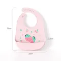Pink silicone baby bib with strawberry print waterproof infant feeding saliva towel accessory - Macaron Pink Strawberry