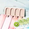 4-Kavität Silikon Eiscreme Form, DIY Stieleis Form mit Stickschlitzen für die Küche. - YH1221 / Morandi-Rosa