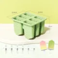 Grüne 6-Loch Waben Silikon Eiscreme Form mit Stielen, perfekt für DIY Eis am Stiel zu Hause. - Morandi Grün