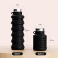 Zusammenklappbare Silikon Trinkflasche Set, tragbare Outdoor Reisefalttasse Schwarz 500ml 225ml - 500ml / Schwarz