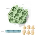 6-Kavitäten Cartoon Silikon Eisform, DIY Eis am Stiel Maker mit süßen Tiermotiven. - YH1211 Ozeangrün