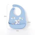 Waterproof silicone baby bib with cute unicorn print, adjustable pocket infant feeding bib - Macaron Blue Unicorn