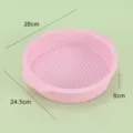 Große runde Silikon Kuchenform Backform mit Wellenboden und Griffen, rosa SKU Ansicht. - Rosa