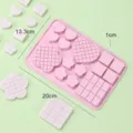 Silikonbackform fuer Schokolade und Pralinen mit Herz und Blumen Form, leicht zu reinigen. - Rosa