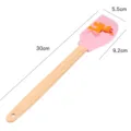 Silicone spatula with wooden handle, pink baking scraper tool for kitchen cake 30cm - Unicorn