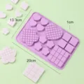 Silikon Backform fuer Schokolade und Keks Herz Blumen Form Kueche DIY Backwerkzeug - Lila