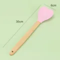 Rosa Silikonschaber Herzform mit Holzgriff 30cm Backwerkzeug für Kuchen Creme - Hellrosa