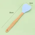 Silikon Herz Backspatel mit Holzgriff fuer Kuchen und Crememischen 30cm blau design - Hellblau