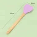 Silikonspatel mit Holzgriff herzförmiger Kuchen Schaber Kuechen Backwerkzeug 30cm - Lila