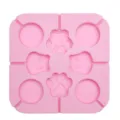 Rosa quadratische Silikon-Lutscherform mit niedlichen Pfoten- und Tier-Motiven zum Backen. - YH772