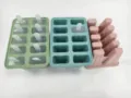 Silikon Eis am Stiel Form 3er Set bunte DIY Eismaschine Haushalts Eiswürfelbehälter - Zehn Gitter / Morandi Grün