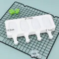 Weißer 4-Kavitäten Silikon Eisform am Stiel Eismaschine Küche Backwerkzeug für DIY gefrorene Leckereien - Oval Klein / Weiß