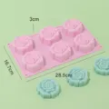 6-Kavität 3D Rosen Silikonform für DIY Backen, Handgemachte Seife, Pudding und Fondant Projekte. - Rosa