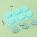 6-Kavität 3D Rosen Silikonform für DIY Fondant Kuchen Backen Gelee Seife Schokolade - Hellgrün