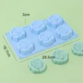 6-Kavität 3D Rosen Silikonform für Kuchen, Gelee, Pudding und DIY Handseife Herstellung. - Himmelblau
