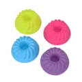 4er Set bunte Silikon Mini Gugelhupf Backformen, gelb rosa blau lila Muffin Förmchen. - YH-173 Kürbis / Zufällig