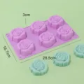6-Höhlen 3D Rosen Silikonform für DIY Schokolade Kuchen Fondant Seife Backen Werkzeuge - Violett