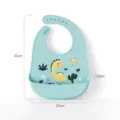 Bavaglino in silicone per neonati impermeabile con simpatico motivo dinosauro, regolabile. - Dinosauro Verde Macaron