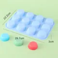 12-Loch Silikon Kuchenform Muffin Becher Runde Backform fur Seife Eiswuerfel - Blau