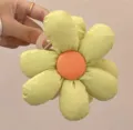 Fabric flower hair claw clip with green petals and orange center for elegant hairstyles. - Yellow