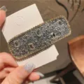 Rhinestone rectangle hair clip crystal sparkly hair barrette fashion girl hair accessories - Square / Silver White